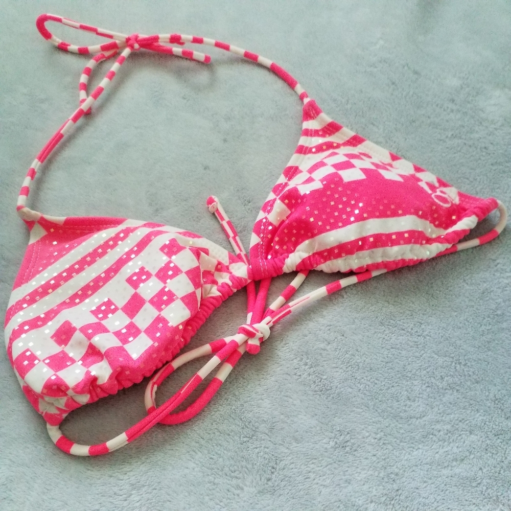 Neon Shimmer Coral Bikini